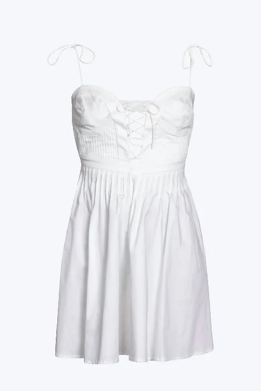 Members Only A-line dressSierra Lace-Up Open-Back Poplin Mini Dress In White